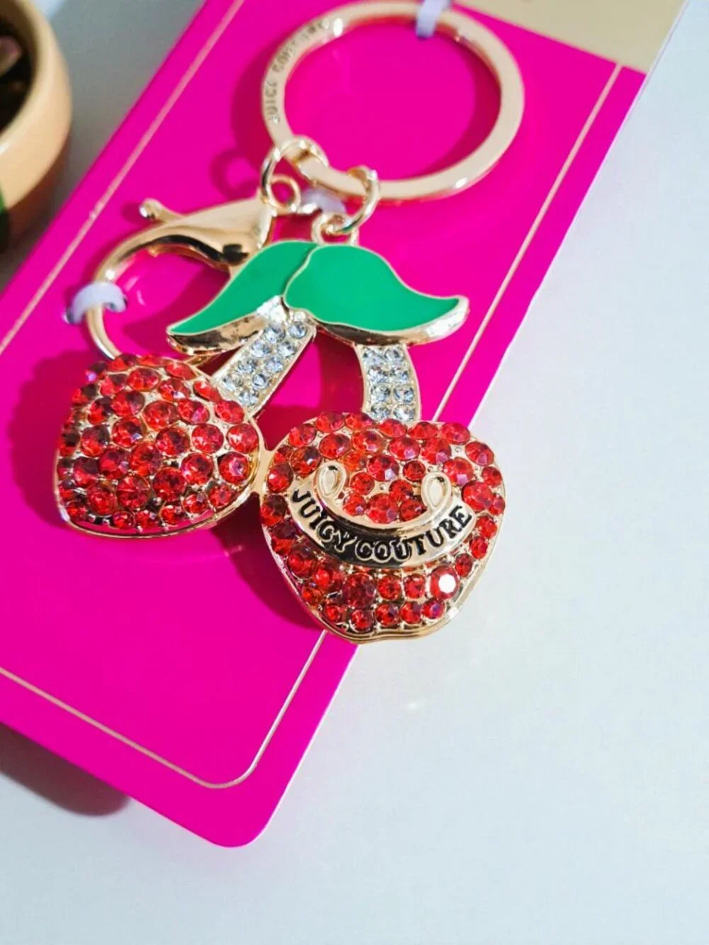 Juicy Couture Bow, Cherry & Red Lobster Charm Keychain Trio Set Bundle NWT